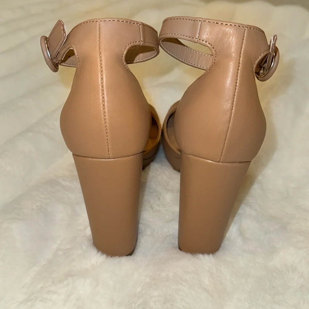 Sun + Stone Nude Leather Platform Heels, US 8 - Picture 2 of 3